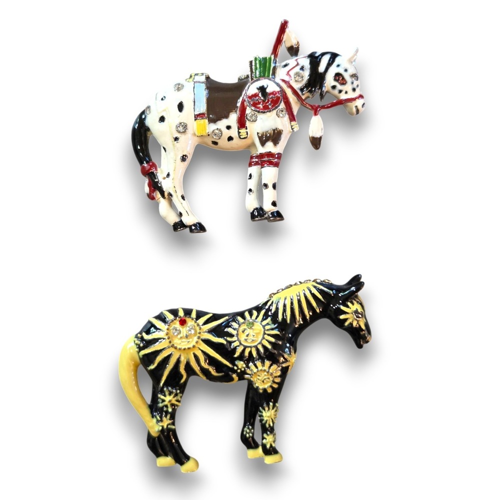 TPP Trail of Painted Ponies War Pony Horse Enameled Pendant Pin Brooch